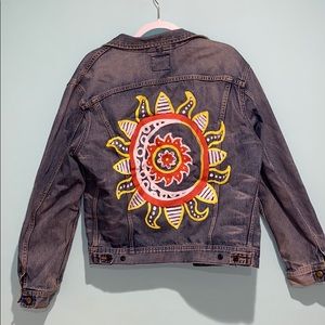 Hand Painted Sun/Moon Jean Jacket